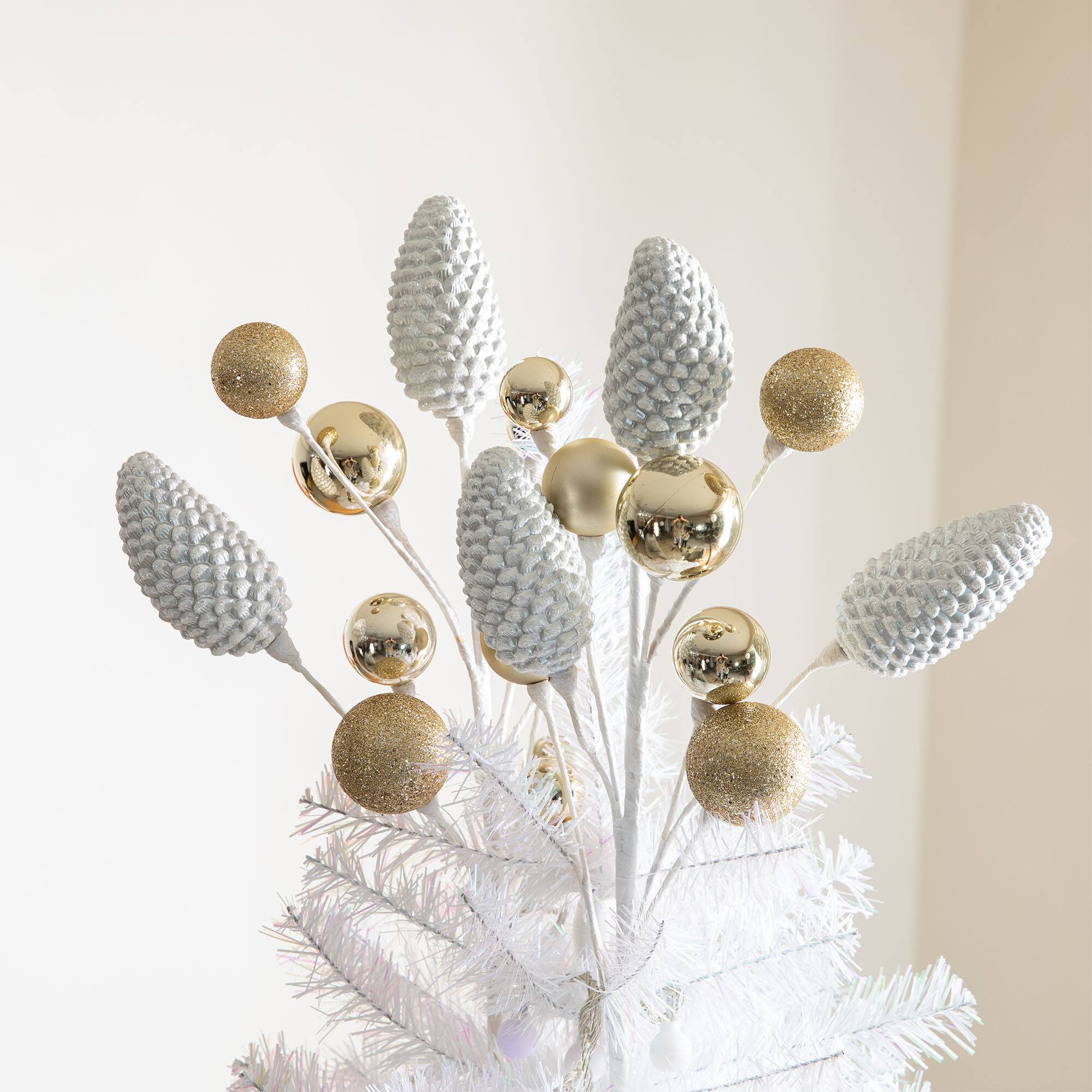 Glitzhome® 24" Christmas Elegant Silver & Gold Pinecone Pick, 4ct.